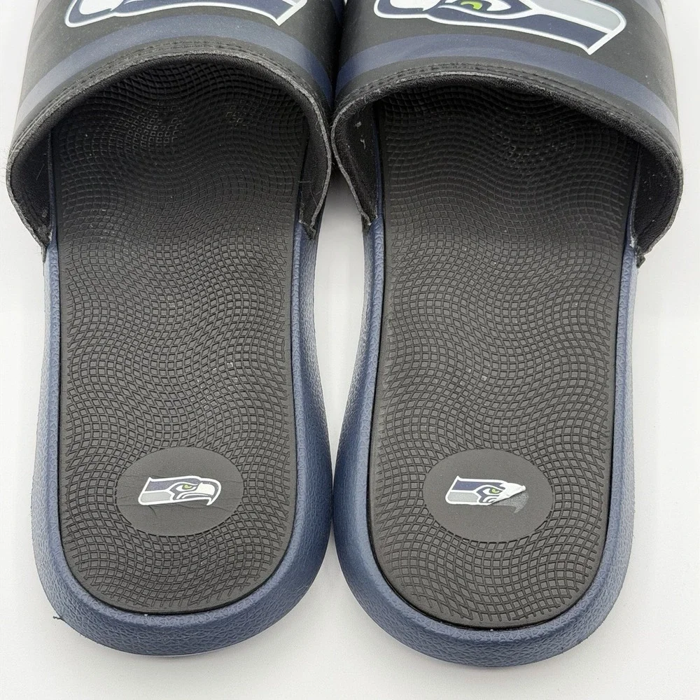 Seattle Seahawks NFL Mens FOCO Slide Sandals Training Camp Gel Slides Sz L 11-12